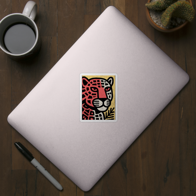 Fierce Red Jaguar | Pop Art Animal Print by TuncGK